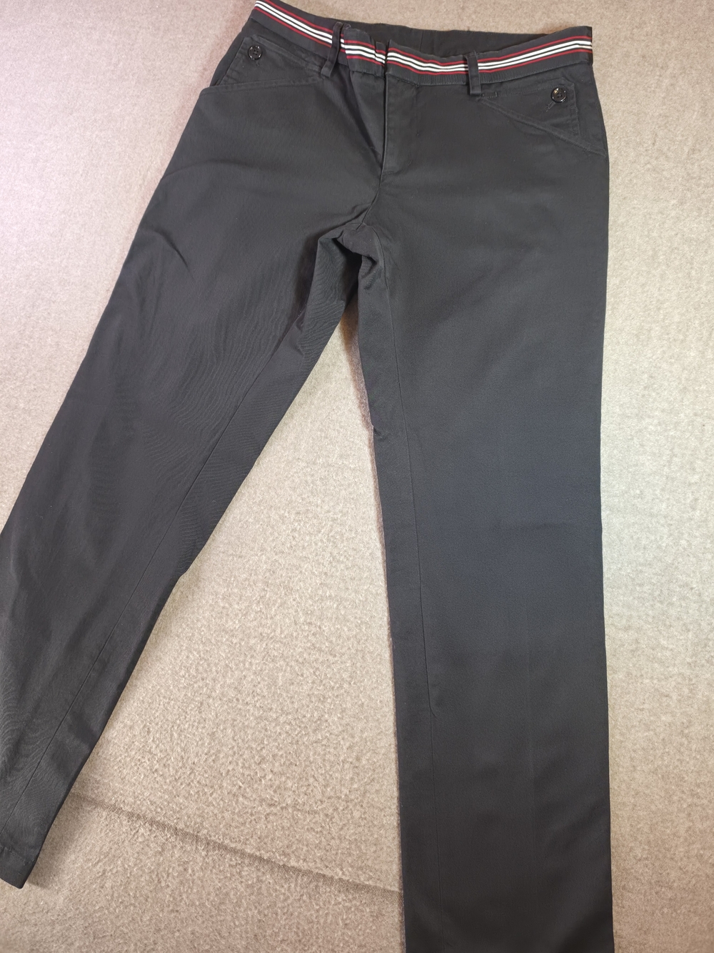 Vintage Dolce & Gabbana Striped Waistband Trousers Black Cotton Size IT 44